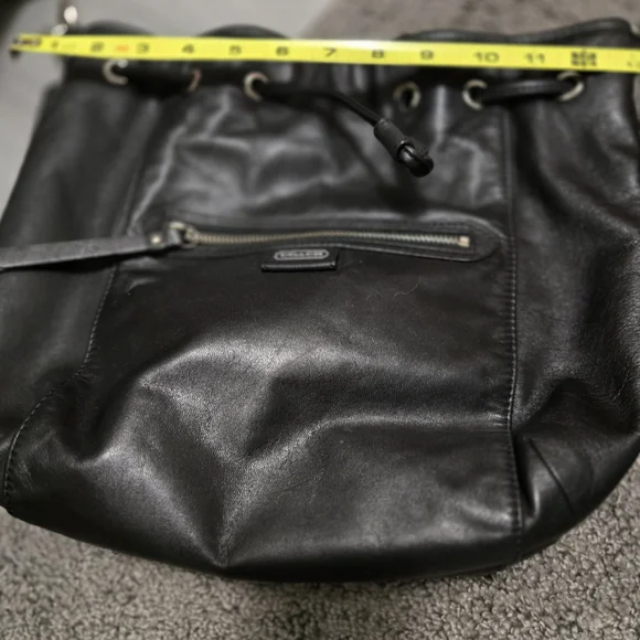 Coach Black Leather Drawstring Shoulder Bag - Picture 5 of 8